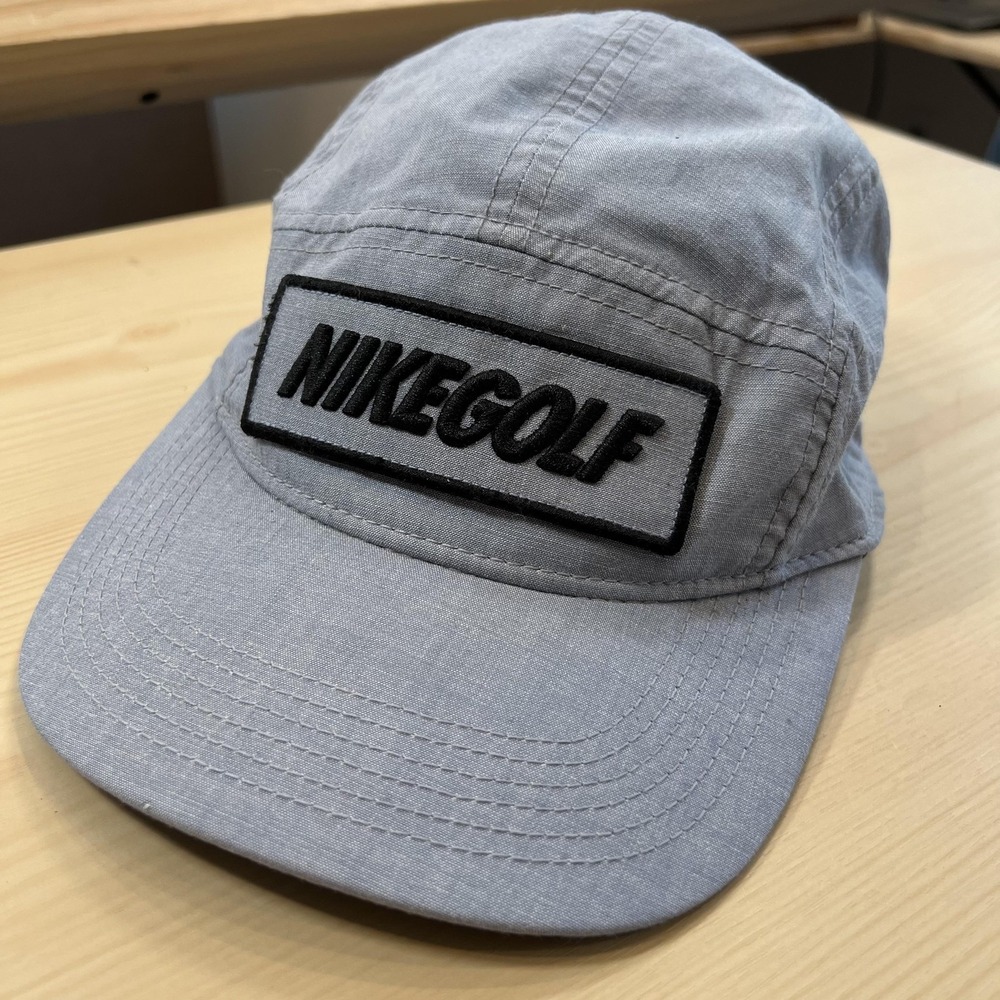 Nike Golf Hat Cap Strap Back Mens One Size Blue Patch Logo Chambray Embroidered